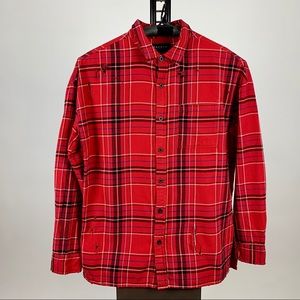 PACSUN DISTRESSED PLAID FLANNEL SIZE MEDIUM